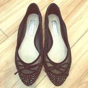 INC jeweled black pointy toe flats women’s 6.5